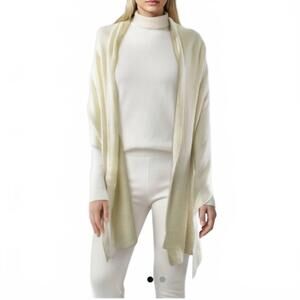NEW PORTOLANO women's cashmere ribbed wrap in ivory